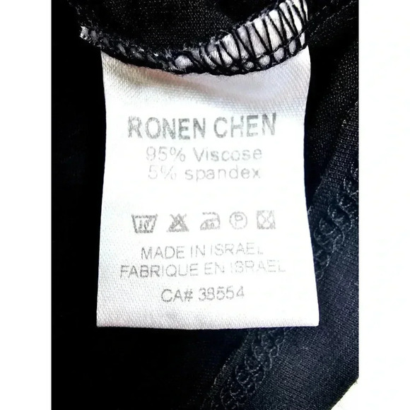 Ronen Chen Size 3 Women's Black Long Sleeve Ruffle Pig Tail Style Pullover Top - Picture 6 of 8